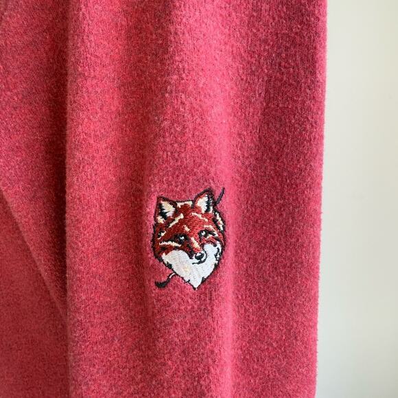 PETER MILLAR RED ZIP UP FLEECE SWEATER FOX PATCH SIZE MEDIUM - Picture 5 of 8